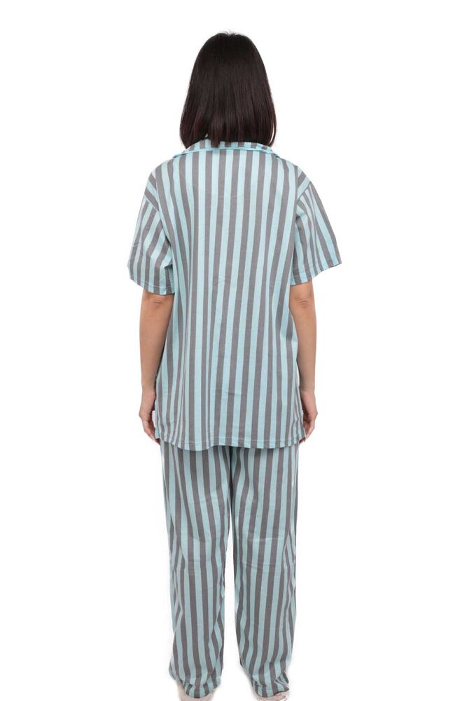 Işılay Short Sleeved Pajama Set with Bottons | Blue