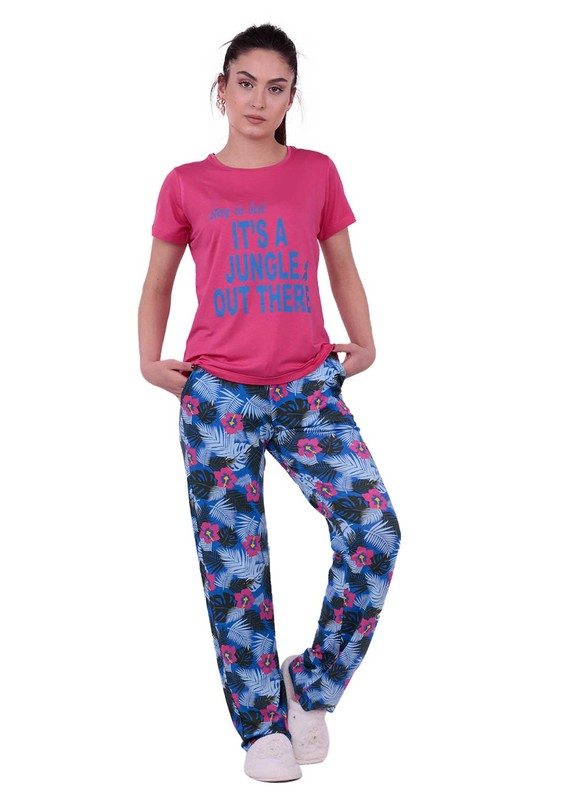 JİBER - Jiber Flower Printed Woman Pajama Set 3623 | Pink
