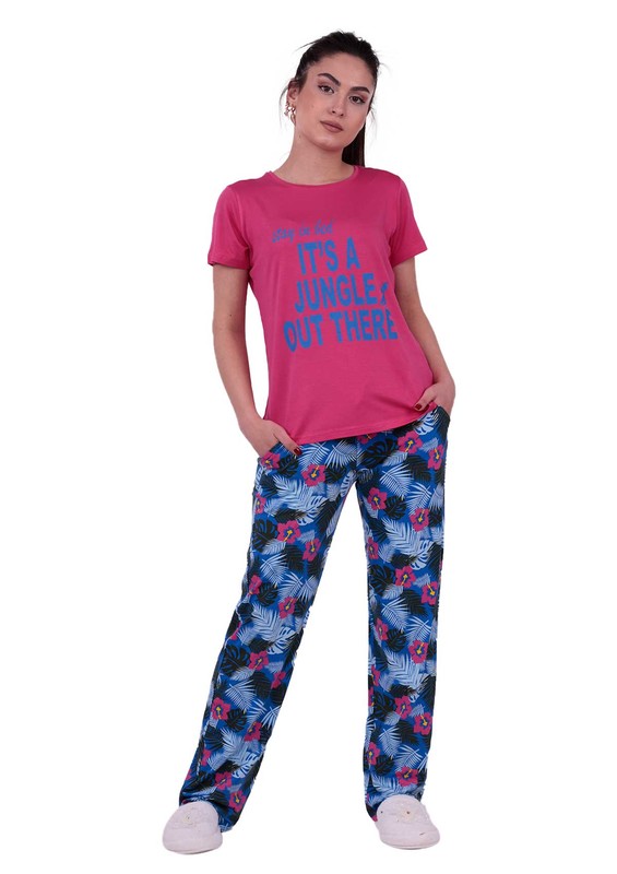 Jiber Flower Printed Woman Pajama Set 3623 | Pink - Thumbnail