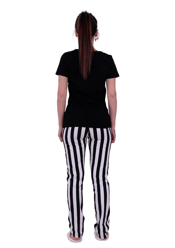 Jiber Short Sleeved Woman Pajama Set 3620 | Black - Thumbnail