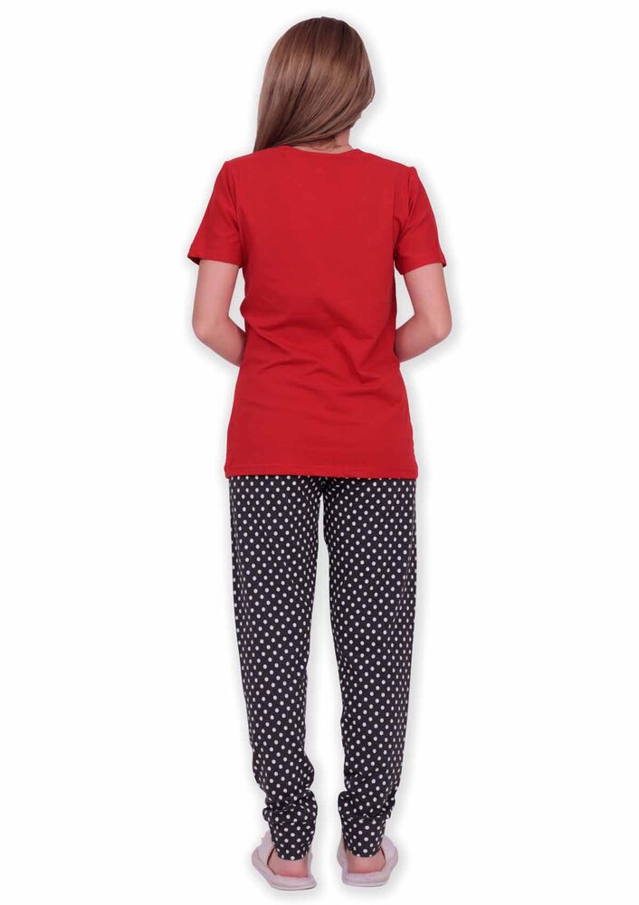 Sude Printed Short Sleeved Pajama Set | Red