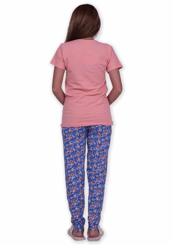 Sude Peace Printed Short Sleeved Pajama Set | Light Pink - Thumbnail
