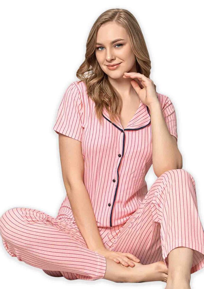 Sude Short Sleeved Woman Shirt Pajama Set 2021 | Pink