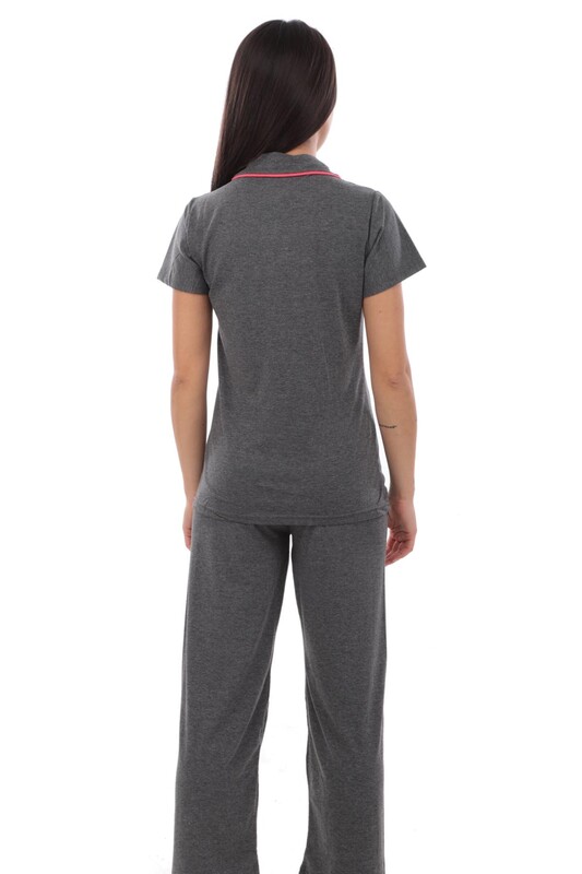 Sude Short Sleeved Woman Shirt Pajama Set 2022 | Gray - Thumbnail