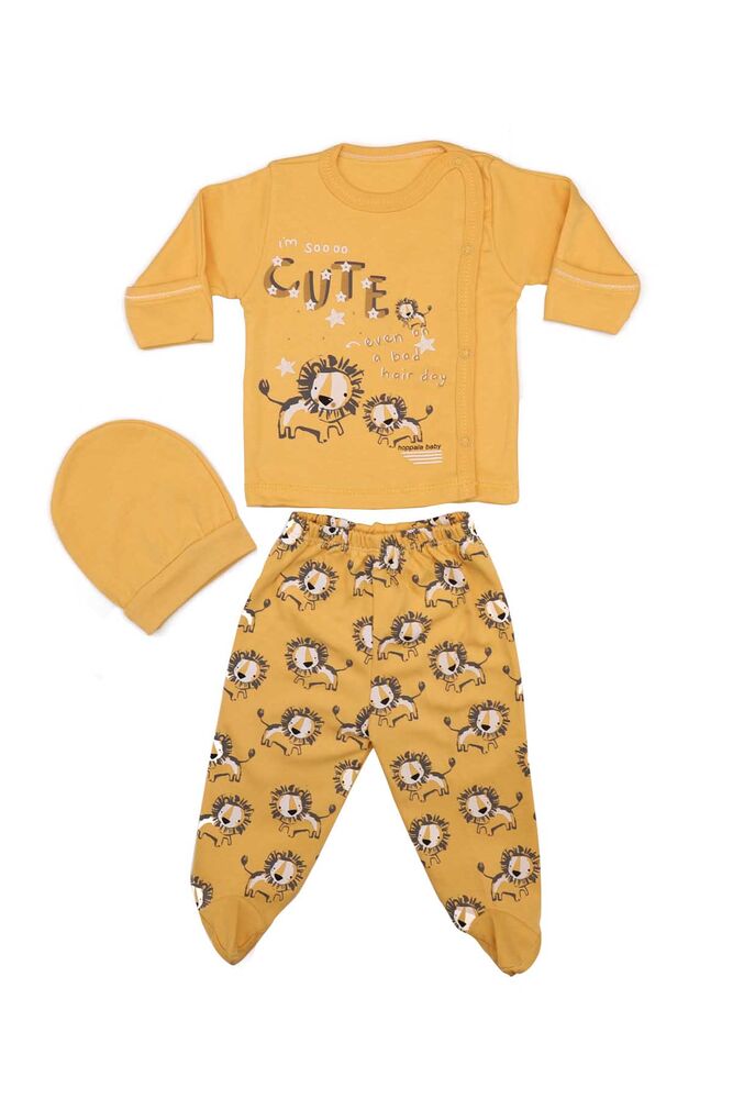 Hoppala Baby Aslan Desenli 3′lü Zıbın Seti 2023 | Sarı